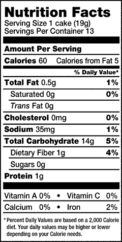 Lundberg Rice Cakes Food Label